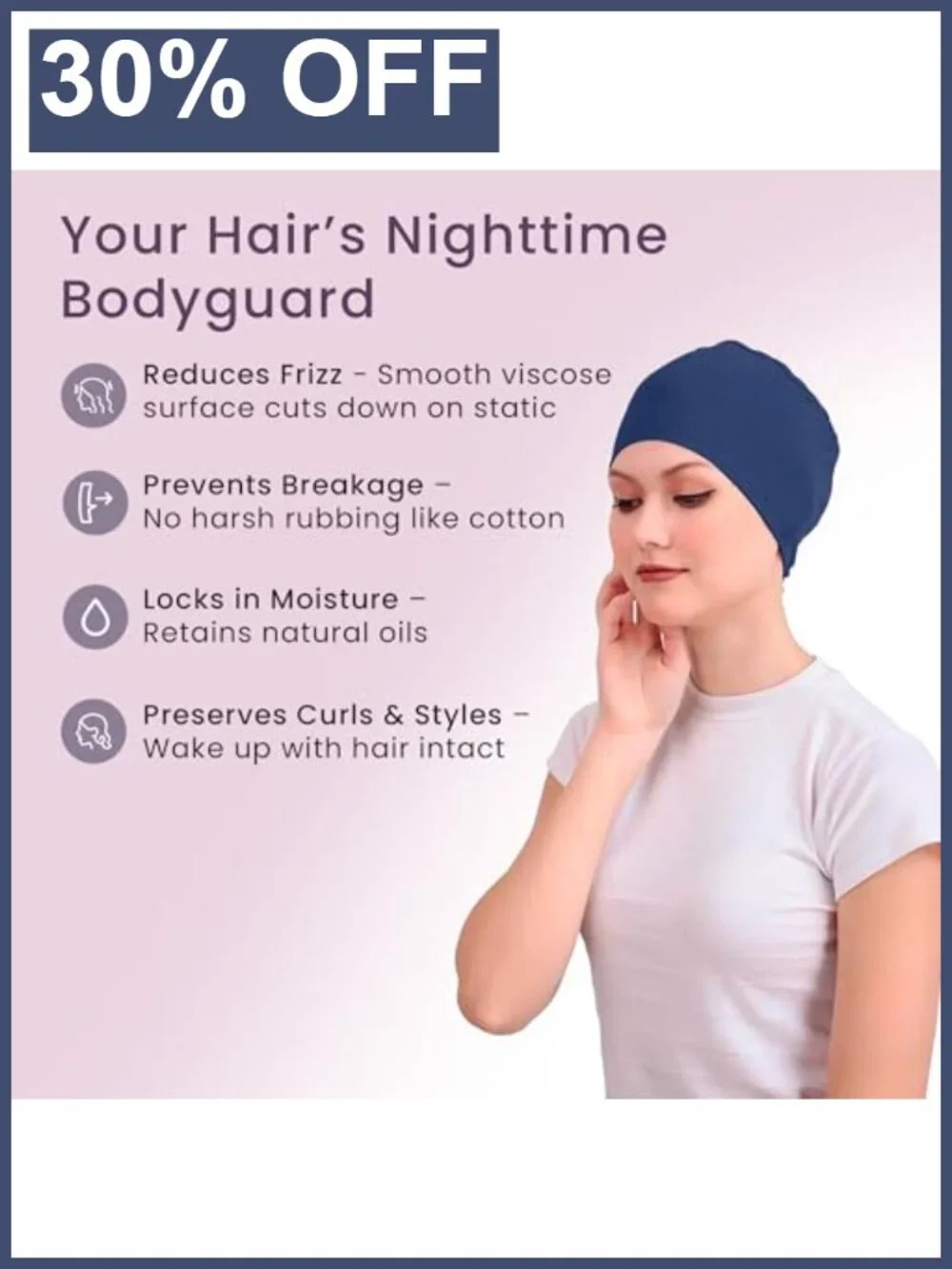 Viscose Silky Soft Night Cap Sleep Hat for Hair Protection One Size